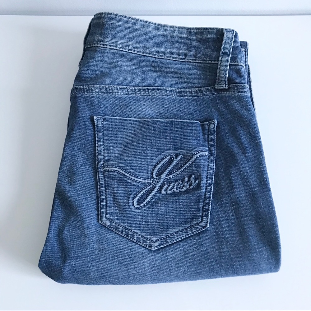 Guess Blue Denim Cotton Blend Fitted Power Skinny Jeans